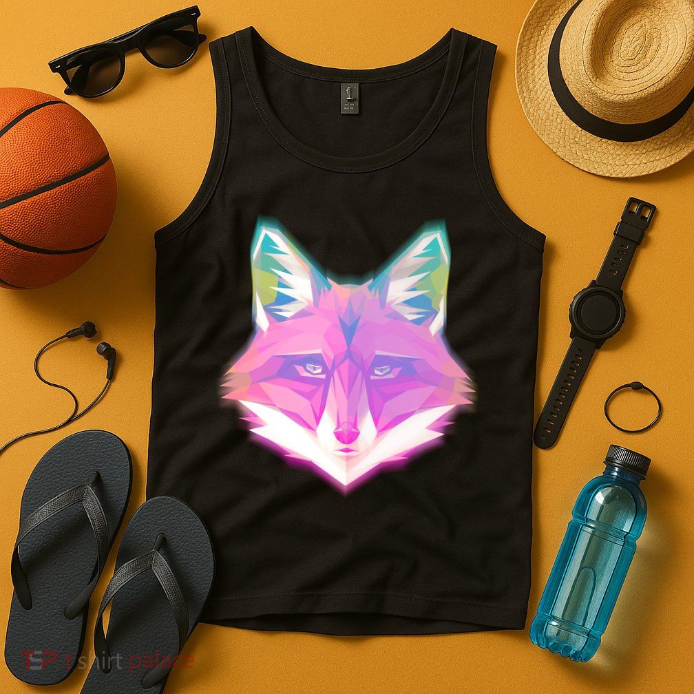 Retro Glowing Digital Polygon Fox Tank Top