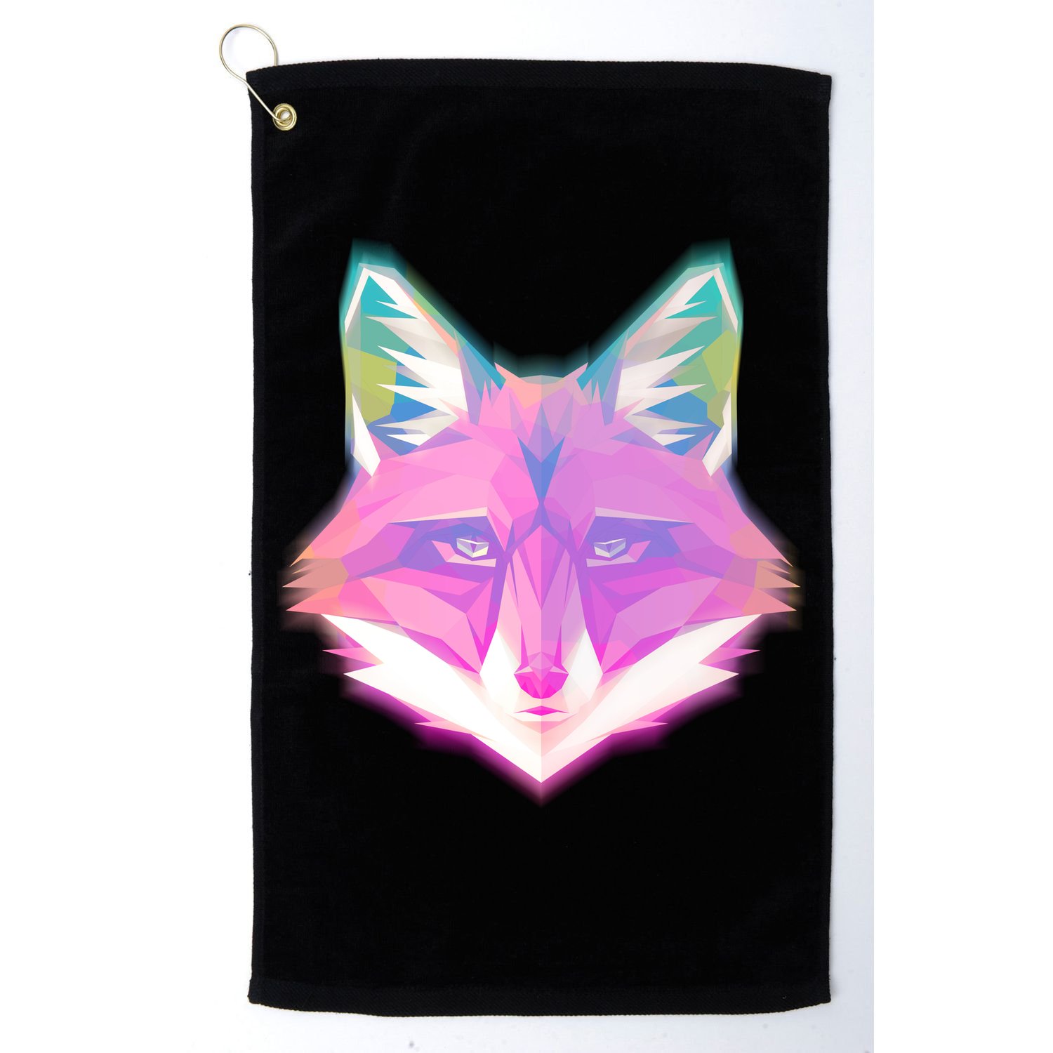 Retro Glowing Digital Polygon Fox Golf Towel