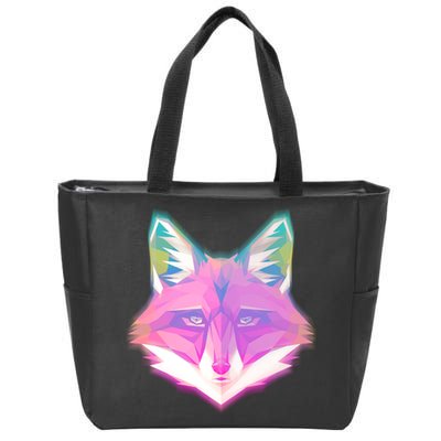 Retro Glowing Digital Polygon Fox Zip Tote Bag