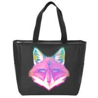 Retro Glowing Digital Polygon Fox Zip Tote Bag