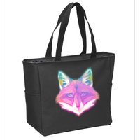Retro Glowing Digital Polygon Fox Zip Tote Bag