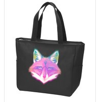 Retro Glowing Digital Polygon Fox Zip Tote Bag