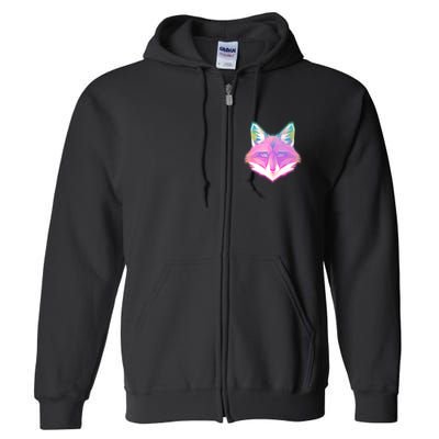 Retro Glowing Digital Polygon Fox Full Zip Hoodie