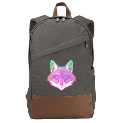 Retro Glowing Digital Polygon Fox Cotton Canvas Backpack
