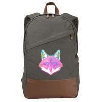 Retro Glowing Digital Polygon Fox Cotton Canvas Backpack