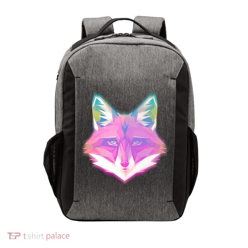 Retro Glowing Digital Polygon Fox Vector Backpack
