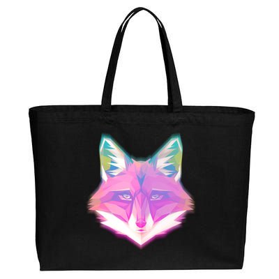 Retro Glowing Digital Polygon Fox Cotton Canvas Jumbo Tote