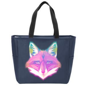 Retro Glowing Digital Polygon Fox Zip Tote Bag