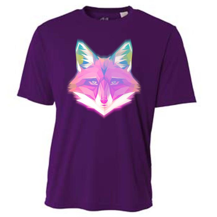 Retro Glowing Digital Polygon Fox Cooling Performance Crew T-Shirt