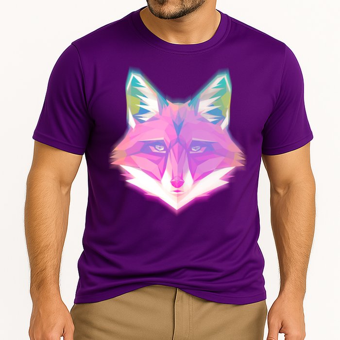 Retro Glowing Digital Polygon Fox Performance Shirt