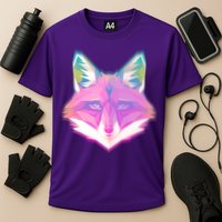 Retro Glowing Digital Polygon Fox Performance Shirt