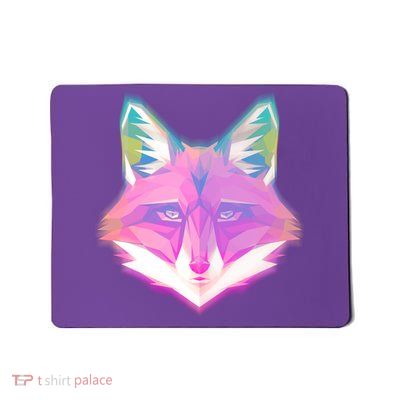Retro Glowing Digital Polygon Fox Mousepad