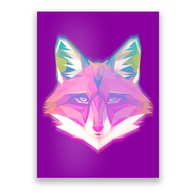 Retro Glowing Digital Polygon Fox Poster