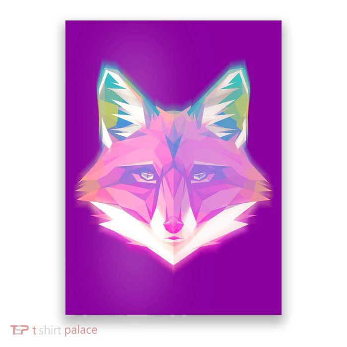 Retro Glowing Digital Polygon Fox Poster