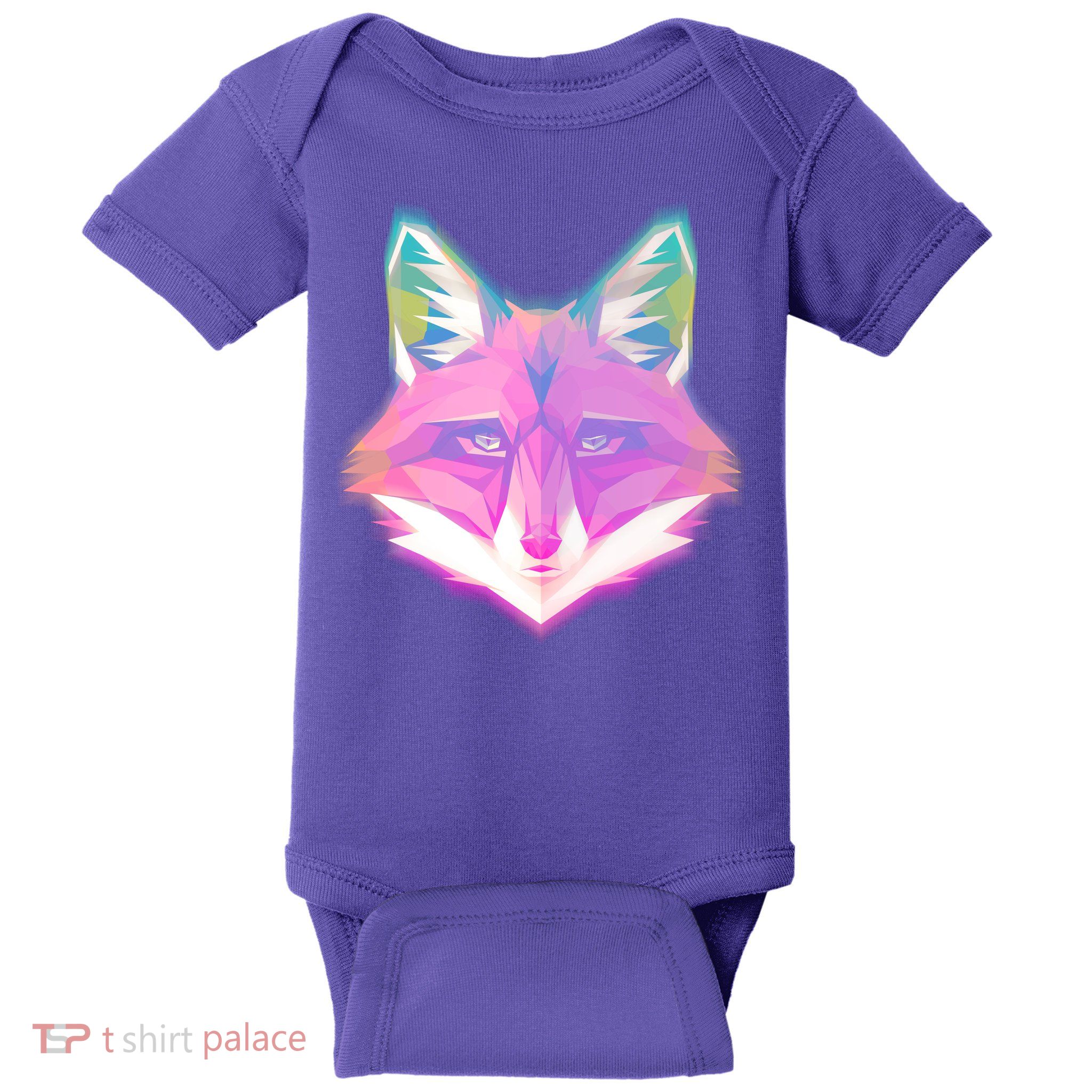 Retro Glowing Digital Polygon Fox Baby Bodysuit
