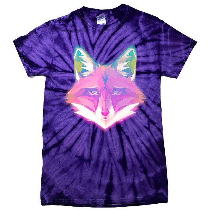 Retro Glowing Digital Polygon Fox Tie-Dye T-Shirt