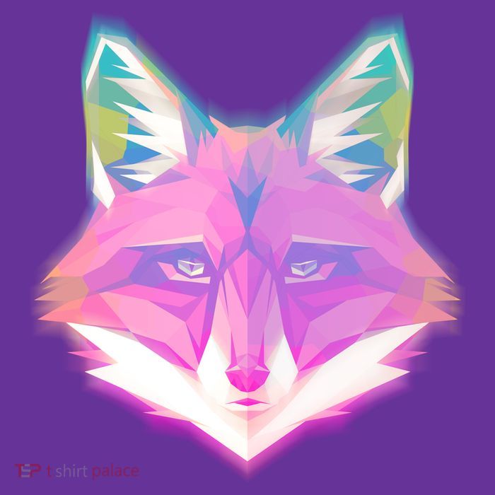 Retro Glowing Digital Polygon Fox Women's V-Neck T-Shirt