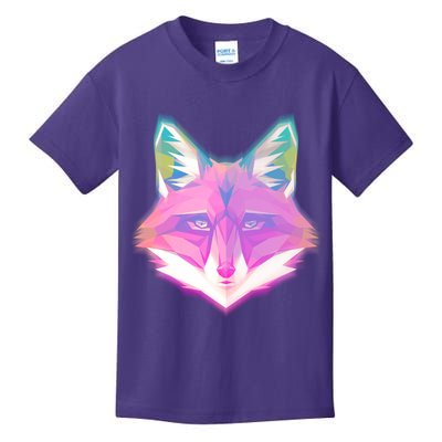 Retro Glowing Digital Polygon Fox Kids T-Shirt