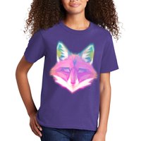 Retro Glowing Digital Polygon Fox Kids T-Shirt