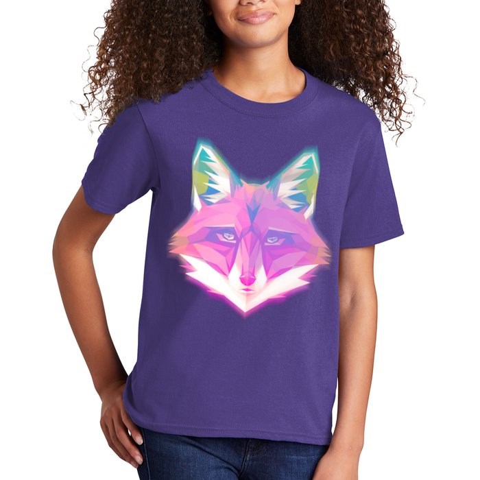 Retro Glowing Digital Polygon Fox Kids T-Shirt