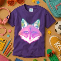 Retro Glowing Digital Polygon Fox Kids T-Shirt