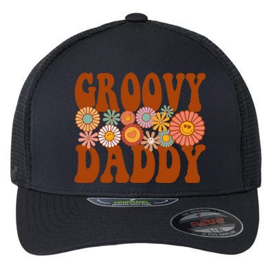 Retro Groovy Daddy Matching Family 1st Birthday Party Flexfit Unipanel Trucker Cap