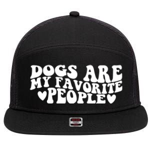 Retro Groovy Dogs Are My Favorite People Dog Owner Lover Gift 7 Panel Mesh Trucker Snapback Hat