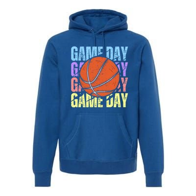 Retro Game Day Basketball Lovers Vintage Mom Mother's Day Meaningful Gift Premium Hoodie