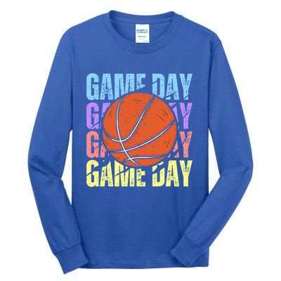 Retro Game Day Basketball Lovers Vintage Mom Mother's Day Meaningful Gift Tall Long Sleeve T-Shirt