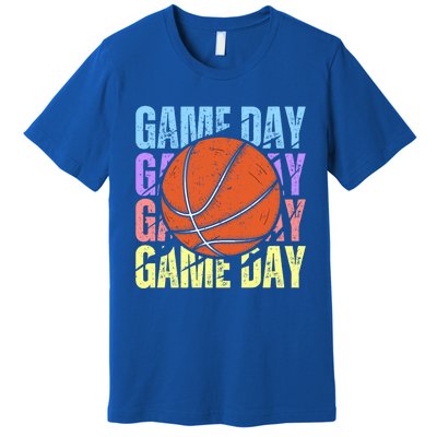 Retro Game Day Basketball Lovers Vintage Mom Mother's Day Meaningful Gift Premium T-Shirt