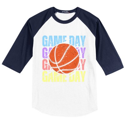 Retro Game Day Basketball Lovers Vintage Mom Mother's Day Meaningful Gift Baseball Sleeve Shirt