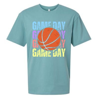 Retro Game Day Basketball Lovers Vintage Mom Mother's Day Meaningful Gift Sueded Cloud Jersey T-Shirt