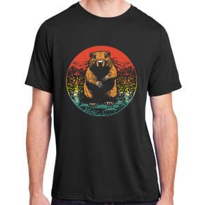 Retro Groundhog Day Cute Woodchuck Groundhog Adult ChromaSoft Performance T-Shirt