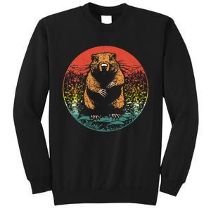 Retro Groundhog Day Cute Woodchuck Groundhog Tall Sweatshirt