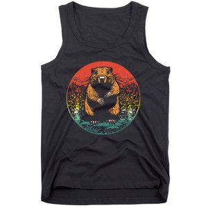 Retro Groundhog Day Cute Woodchuck Groundhog Tank Top