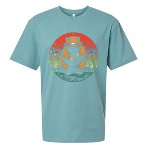 Retro Groundhog Day Cute Woodchuck Groundhog Sueded Cloud Jersey T-Shirt