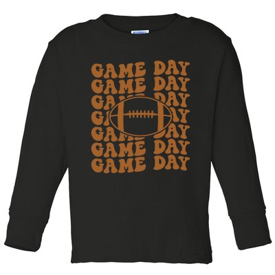 Retro Game Day American Football Lovers Mom Player Toddler Long Sleeve Shirt