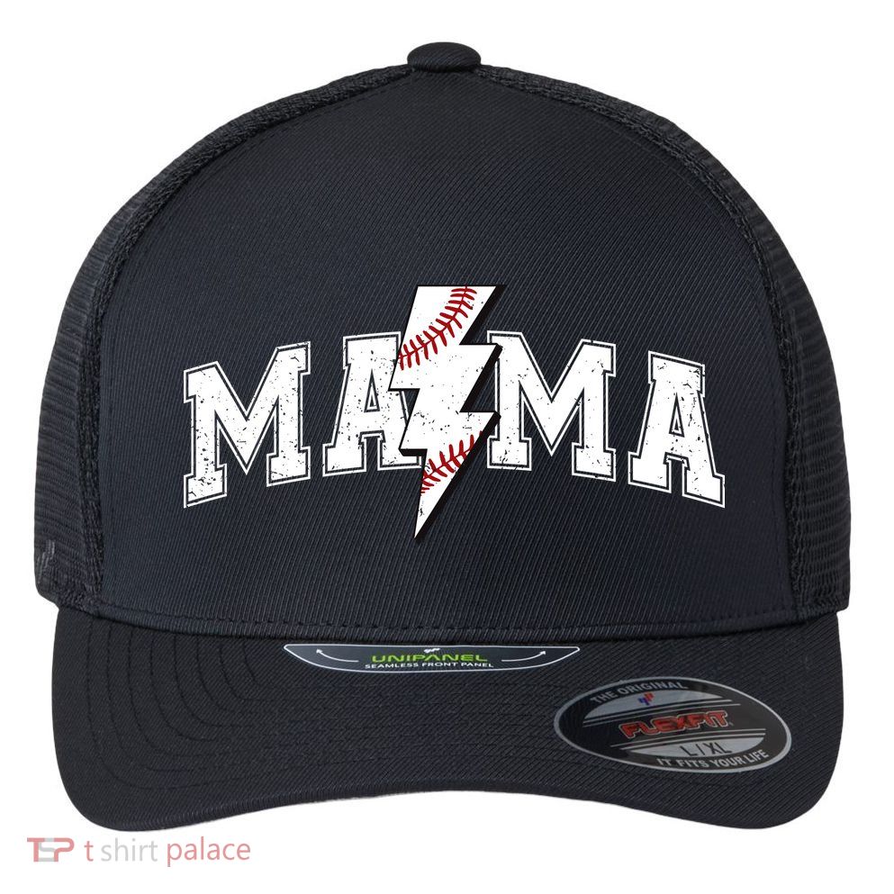 Retro Game Day Baseball Mama Mom Sport Lover Flexfit Unipanel Trucker Cap