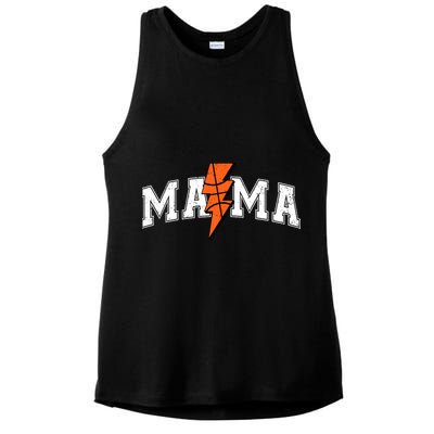 Retro Game Day Basketball Mama Mom Sport Lover Ladies PosiCharge Tri-Blend Wicking Tank