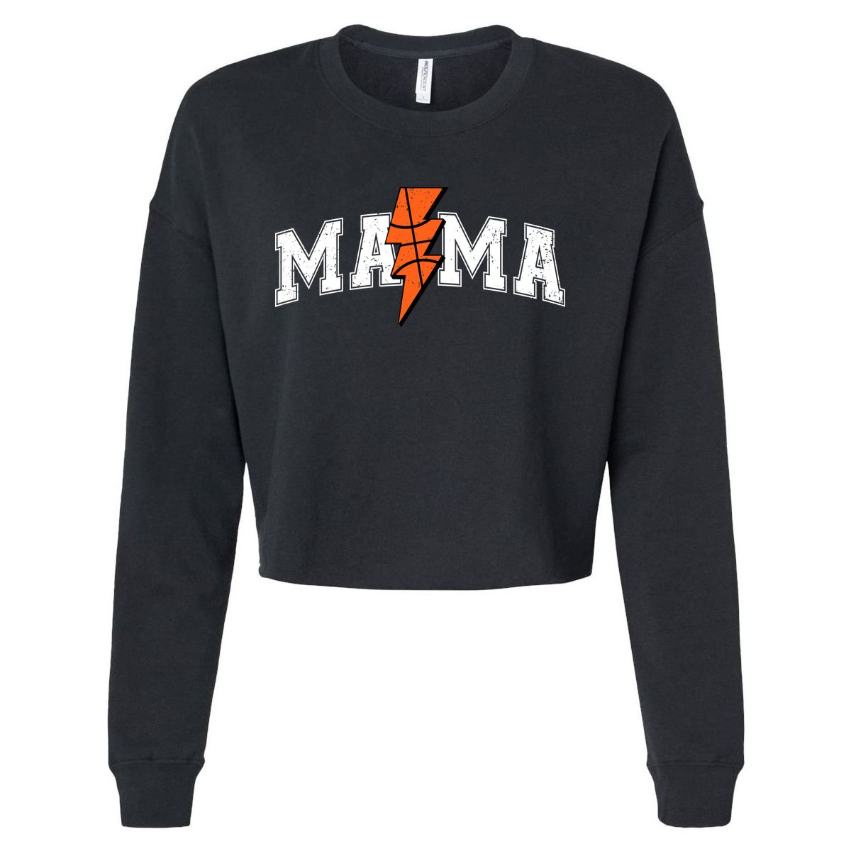 Retro Game Day Basketball Mama Mom Sport Lover Cropped Pullover Crew