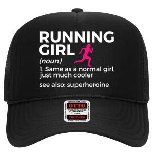 Running Girl Definition Funny Runner High Crown Mesh Back Trucker Hat