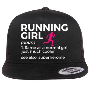 Running Girl Definition Funny Runner Flat Bill Trucker Hat