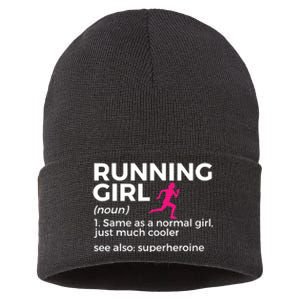 Running Girl Definition Funny Runner Sustainable Knit Beanie