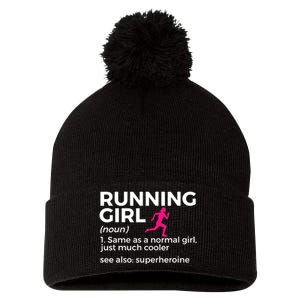 Running Girl Definition Funny Runner Pom Pom 12in Knit Beanie