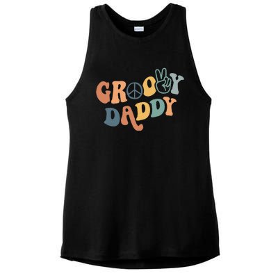 Retro Groovy Daddy Matching Family 1st Birthday Party Ladies PosiCharge Tri-Blend Wicking Tank