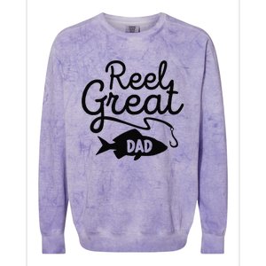 Reel Great Dad Fishing Daddy Lover Fathers Day Gift Colorblast Crewneck Sweatshirt