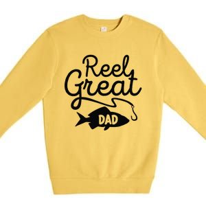 Reel Great Dad Fishing Daddy Lover Fathers Day Gift Premium Crewneck Sweatshirt