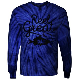 Reel Great Dad Fishing Daddy Lover Fathers Day Gift Tie-Dye Long Sleeve Shirt