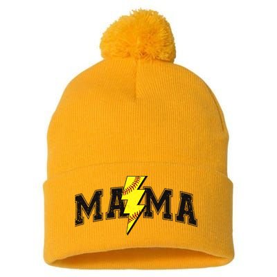 Retro Game Day Softball Mama Mom Sport Lover Pom Pom 12in Knit Beanie