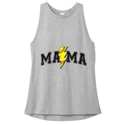 Retro Game Day Softball Mama Mom Sport Lover Ladies PosiCharge Tri-Blend Wicking Tank